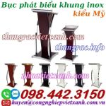 Bục phát biểu kiểu mỹ khung inox thân gỗ