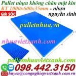 Pallet lót sàn không chân 600x1000x35mm - mặt liền - nhựa nguyên sinh - màu xanh dương