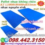 Pallet nhựa không chân 1000x600x35mm - nhựa nguyên sinh - xanh dương - mặt liền và mặt lưới