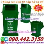 Thùng rác 100 lít nắp hở có đế