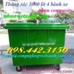 Thùng rác nhựa composite 1000 lít4 bánh xe giá sốc call 0984423150 – Huyền