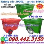 Thùng rác 1000 lít nhựa composite 4 bánh xe và 3 bánh xe