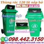 Thùng rác 120 lít nắp hở - nhựa HDPE - 2 bánh xe