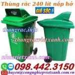 Thùng rác 240 lít nắp hở - nhựa HDPE - 2 bánh xe