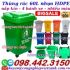 Thùng rác nhựa 60 lít nắp kín 4 bánh xe - nhiều màu phân loại rác