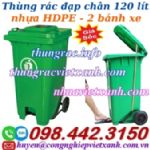 Thùng rác nhựa đạp chân 120 lít có 2 bánh xe