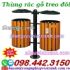 Thùng rác gỗ treo đôi cọc sắt ngoài trời - thùng rác treo đôi gỗ