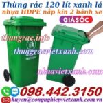 Thùng rác nhựa 120 lít màu xanh lá - thanh lý xả kho giá rẻ