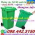 Thùng rác nhựa 240L nắp kín màu xanh lá