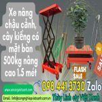 Xe nâng chậu cảnh, cây kiểng có mặt bàn 350kg nâng cao 1m5