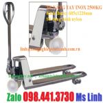 Xe nâng tay inox chống ăn mòn dùng trong kho lạnh tải nâng 2500kg giá rẻ cuối năm